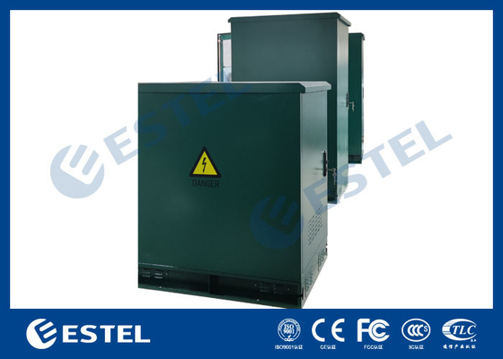 19' Rack Outdoor Telecom Cabinet สีเขียว พร้อมเครื่องปรับอากาศและพัดลม 500W