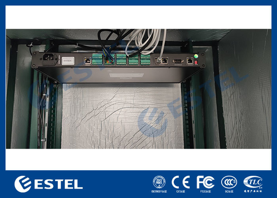 19' Rack Outdoor Telecom Cabinet สีเขียว พร้อมเครื่องปรับอากาศและพัดลม 500W