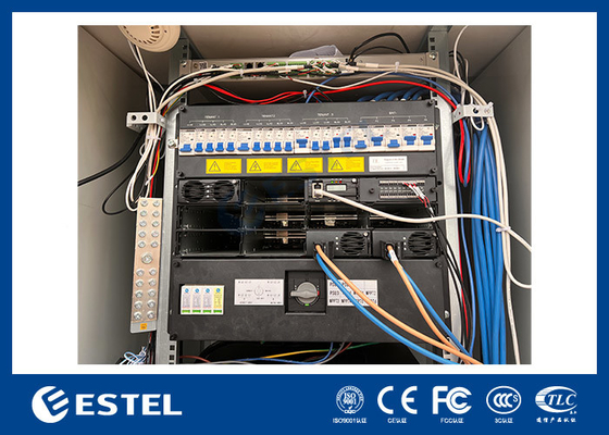 ระบบพลังงานโทรคมนาคมแบบไฮบริด 48VDC 300A 40U ตู้โทรคมนาคมกลางแจ้งที่มีเครื่องเย็น