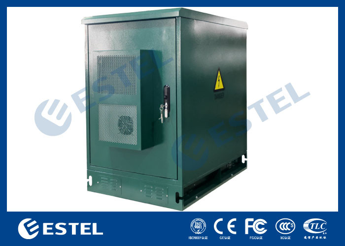 19' Rack Outdoor Telecom Cabinet สีเขียว พร้อมเครื่องปรับอากาศและพัดลม 500W